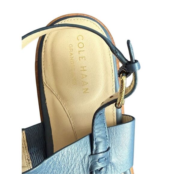 Cole Haan Womens Leather Anica Braided Thong Back Strap Sandals Blue Size 9B - Picture 7 of 16